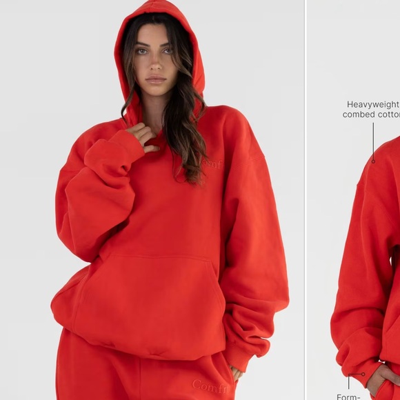 Vibrant Red Minimalist Hoodie - Picture 1 of 8